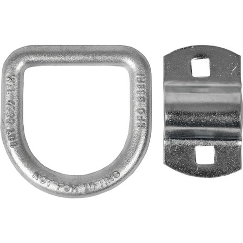 B38ZW - 1/2 Inch Forged D-Ring With 2-Hole Mounting Bracket - White Zinc Plated