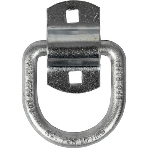 B38ZW - 1/2 Inch Forged D-Ring With 2-Hole Mounting Bracket - White Zinc Plated