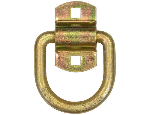 B38ZY - 1/2 Inch Forged D-Ring With 2-Hole Mounting Bracket - Yellow Zinc Plated