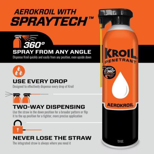 Kroil Original Penetrant (Aerokroil) with Spraytech, 13 oz Aerosol Can