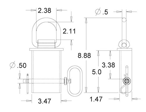 B38SP - 1/2 Inch Forged Stake Pocket D-Ring With 2-1/2 Inch I.D.