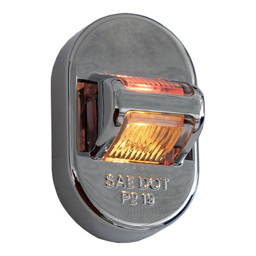 5622211 - 1.75 Inch Mini Fender Light - Red/Amber - Chrome Housing, Blunt Cut Wires