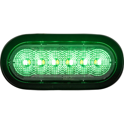 SL61AG - 6 Inch LED Oval Strobe Light with 12 LEDs, Amber/Green, Heated