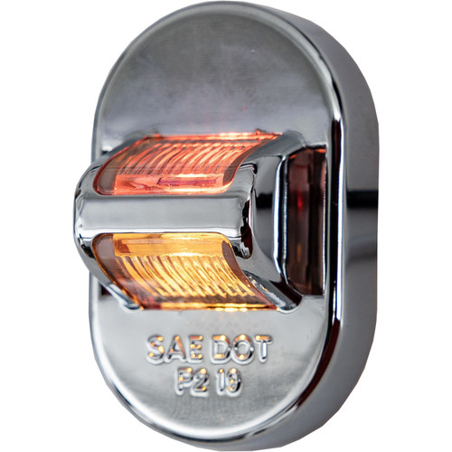 5622213 - 1.75 Inch Mini Fender Light - Red/Amber - Chrome Housing, Male Bullet Connectors