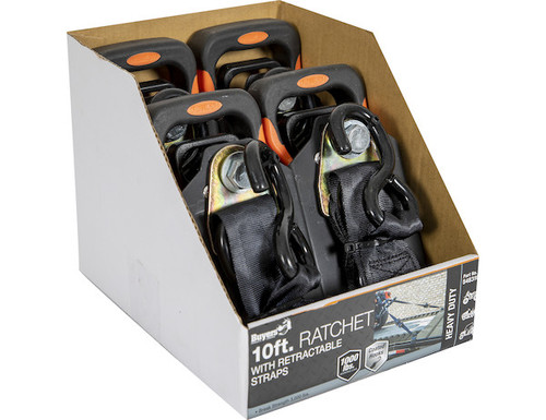 5483105CC - 10 Foot Heavy Duty Retractable Ratchet Tie Down - Full Cut Case (4 Pieces per Case)