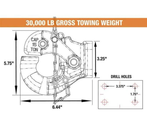 10040 - 15 Ton Pintle Hitch w/ Mounting Kit (PH15 w/ Hardware)