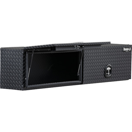 1722363 - 18x16x72 Inch Matte Black Diamond Tread Aluminum Topsider Truck Box with Flip-Up Doors