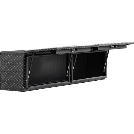 1722363 - 18x16x72 Inch Matte Black Diamond Tread Aluminum Topsider Truck Box with Flip-Up Doors