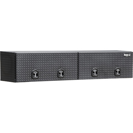 1722363 - 18x16x72 Inch Matte Black Diamond Tread Aluminum Topsider Truck Box with Flip-Up Doors