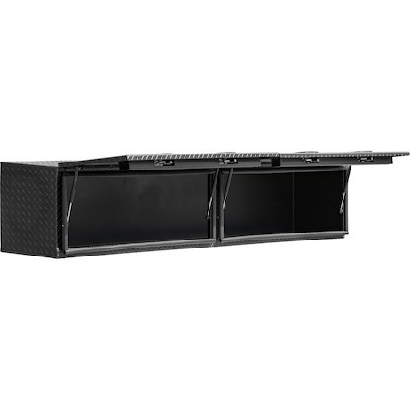 1722363 - 18x16x72 Inch Matte Black Diamond Tread Aluminum Topsider Truck Box with Flip-Up Doors