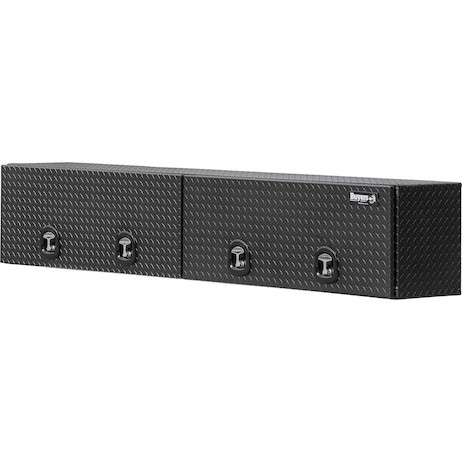1722363 - 18x16x72 Inch Matte Black Diamond Tread Aluminum Topsider Truck Box with Flip-Up Doors