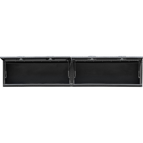 1722363 - 18x16x72 Inch Matte Black Diamond Tread Aluminum Topsider Truck Box with Flip-Up Doors