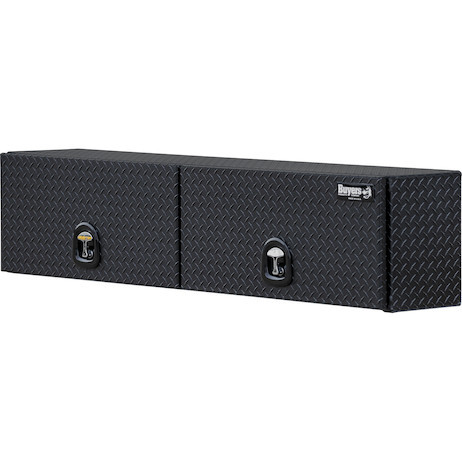1722365 - 18x16x90 Inch Matte Black Diamond Tread Aluminum Topsider Truck Box with Flip-Up Doors