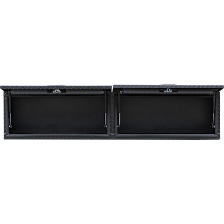 1722365 - 18x16x90 Inch Matte Black Diamond Tread Aluminum Topsider Truck Box with Flip-Up Doors
