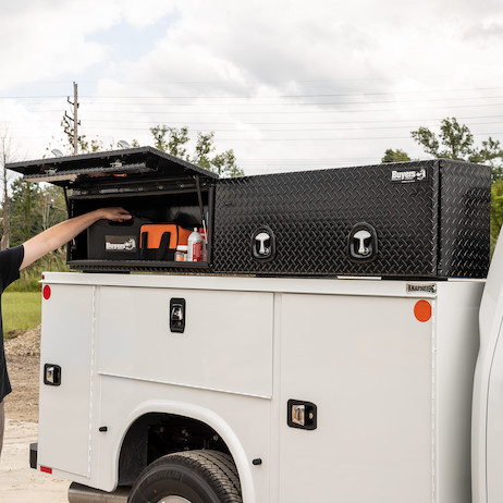 1721770 - 18x16x96 in Black Diamond Tread Aluminum Topsider Truck Box with Flip-Up Doors