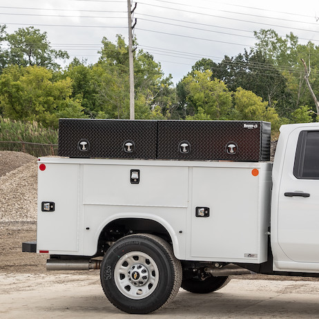 1721770 - 18x16x96 in Black Diamond Tread Aluminum Topsider Truck Box with Flip-Up Doors
