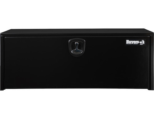 1702311 - 18x18x48 Inch Black Steel Underbody Truck Box with Built-In Shelf - 3-point Latch