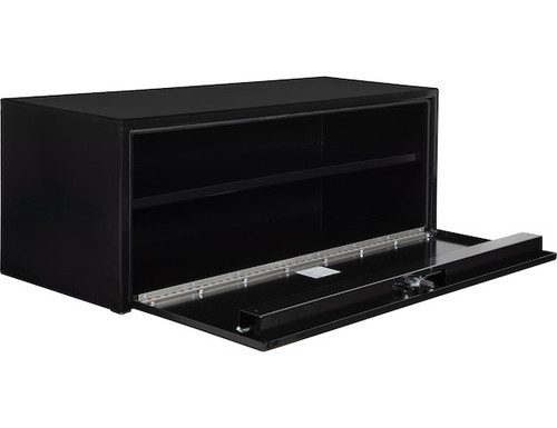 1702311 - 18x18x48 Inch Black Steel Underbody Truck Box with Built-In Shelf - 3-point Latch