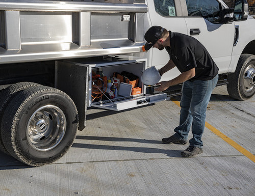 1732410 - 18x18x48 Inch White Steel Underbody Truck Box With 3-Point Latch