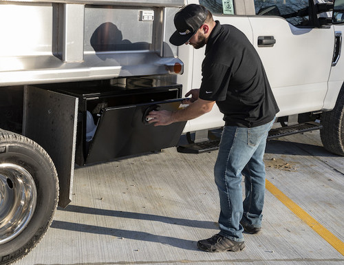 1732315 - 18x18x60 Inch Black Steel Underbody Truck Box With 3-Point Latch