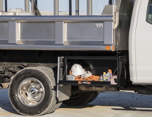 1732320 - 18x18x72 Inch Black Steel Underbody Truck Box With 3-Point Latch