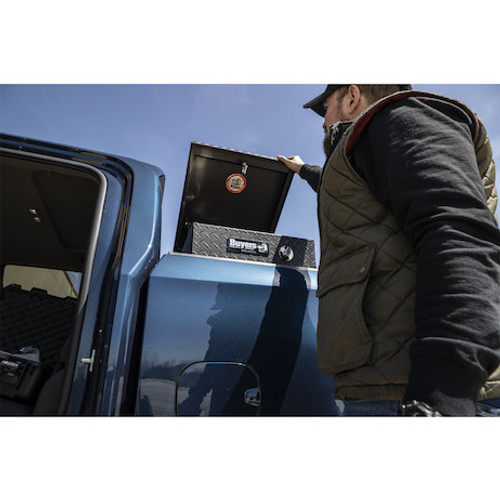 1722420 - 18x27x71 Inch Textured Matte Black Diamond Tread Aluminum Gull Wing Truck Box