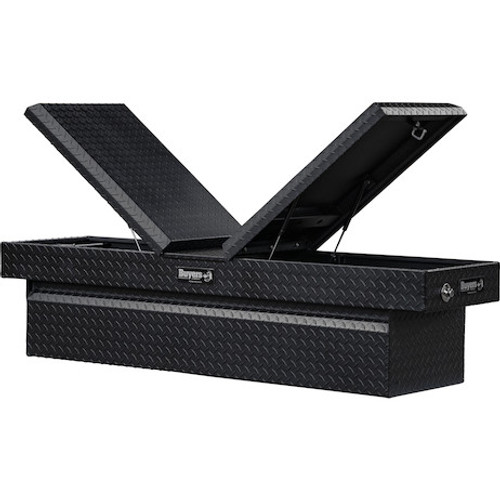 1722420 - 18x27x71 Inch Textured Matte Black Diamond Tread Aluminum Gull Wing Truck Box