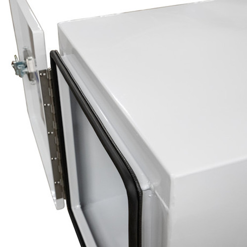 BP242496W - 24x24x96 Inch White Steel Straight Side Tunnel Truck Tool Box with Shelf
