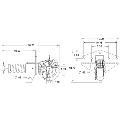 BP225 - 25 Ton Swivel Type Pintle Hitch with T-Bracket