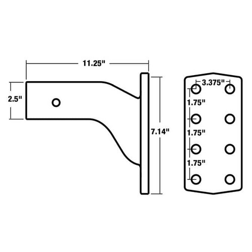 PM25812 - 2-1/2 Inch Pintle Hook Mount (3 Position, 11.25 Inch Shank) 20,000 M.G.T.W.