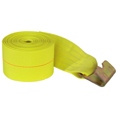 1903070 - 4 Inch x 27 Foot Winch Strap With Flat Hook - 15,000 Pound Capacity