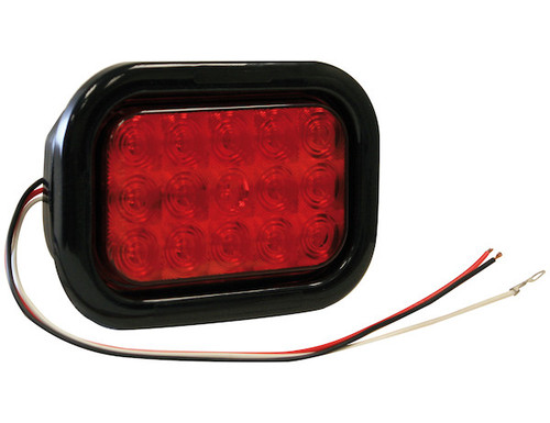 5625115 - 5.375 Inch Red Rectangular Stop/Turn/Tail Light Kit with 15 LEDs (PL-3 Connection, Includes Grommet and Plug)