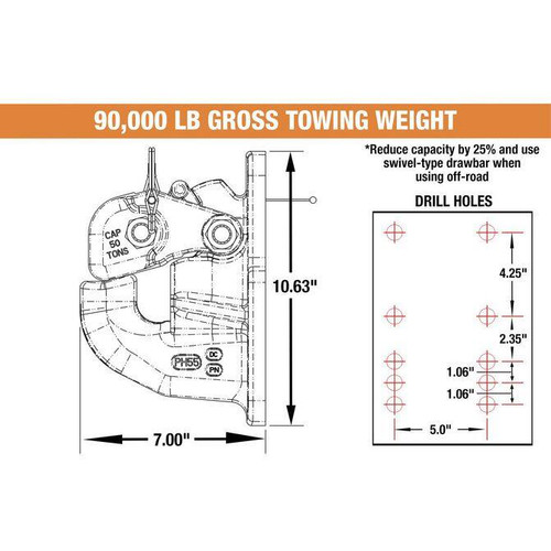 PH55 - 50 Ton 10-Hole Pintle Hook