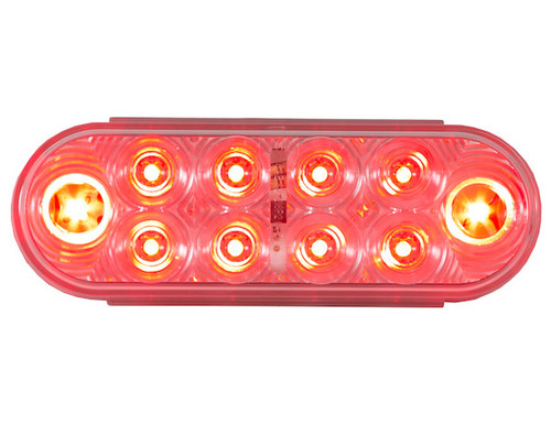 5626553 - 6 Inch Oval Stop/Turn/Tail Light With 10 Red LEDs, Clear Lens