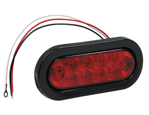 5626510 - 6 Inch Red Oval Stop/Turn/Tail Light with 10 LEDs Kit (PL-3 Connection, Includes Grommet and Plug)