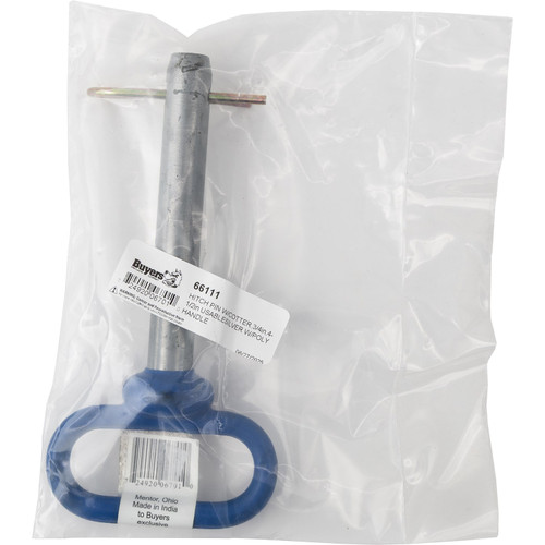 66111 - Blue Poly-Coated Handle on Steel Hitch Pin - 3/4 x 4-1/2 Inch Usable Length