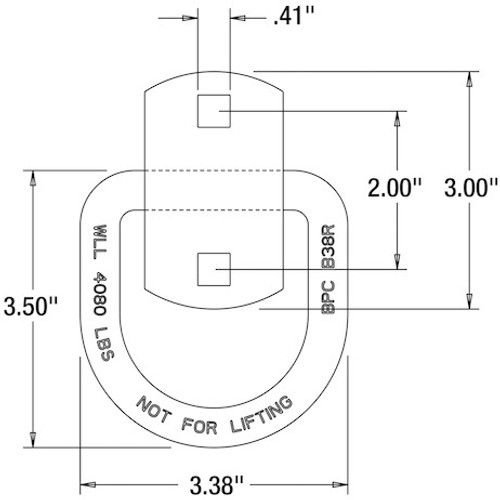 B38 - 1/2 Inch Forged D-Ring With 2-Hole Mounting Bracket