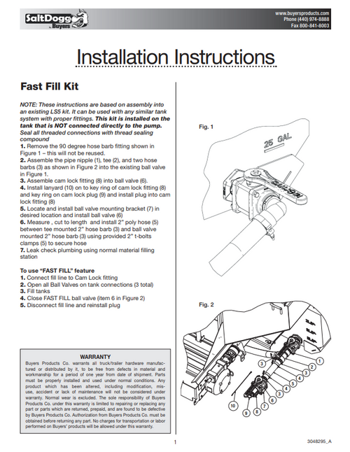 3048118 - Fast-Fill Kit for SaltDogg® Pre-Wet Systems