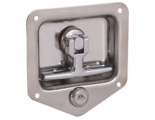 L8825 - Stainless Double Point T-Handle Latch with Mounting Holes and Rods