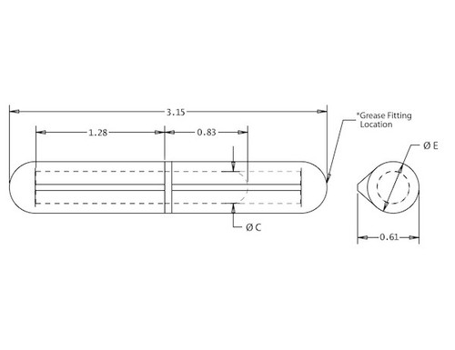 FSP080 - Steel Weld-On Bullet Hinge with Steel Pin and Brass Bushing - 0.61 x 3.15 Inch