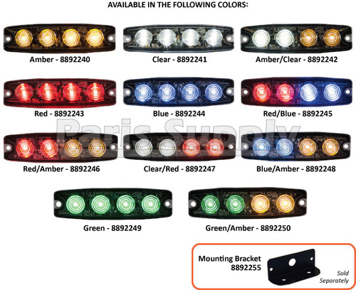 8892242 - Ultra Thin 4.5 Inch Amber/Clear LED Strobe Light