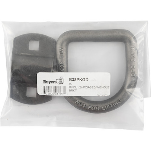 B38PKGD - 1/2 Inch Forged D-Ring with 2-Hole Mounting Bracket
