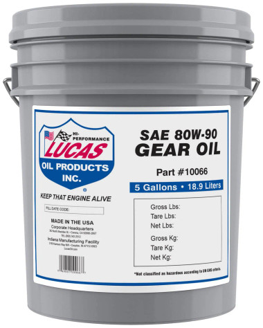 Lucas Oil 10066 SAE 80W-90 Heavy Duty Gear Oil, 5 Gal Pail - Paris ...