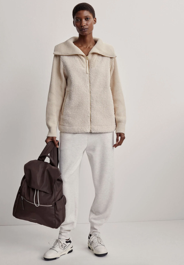 VAR JACKET ARDLEY ZIP THROUGH RIBBED WITH FLEECE IVORY - X&O Boutique