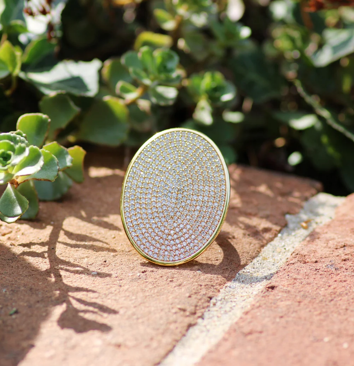 STATEMENT RING PAVE CUBIC ZIRCONIA ADJUSTABLE