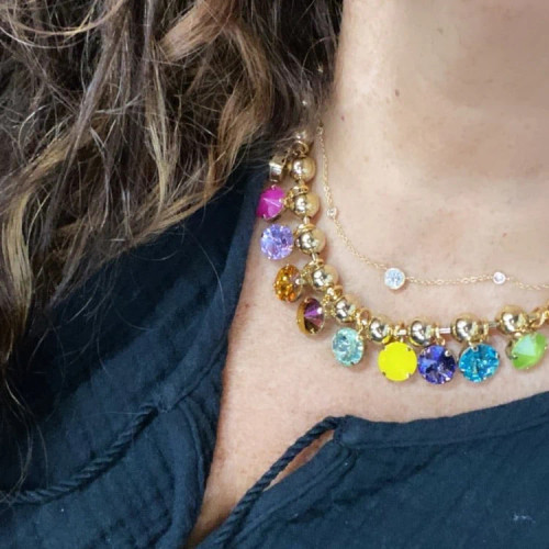 ANYA GOLD BALL AND RAINBOW STONE NECKLACE