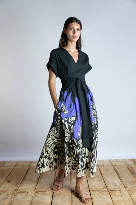 MIDNIGHT BUTTERFLY MIDI DRESS