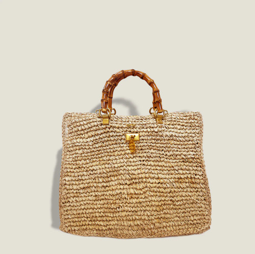 ASTRUD TOTE WITH BAMBOO HANDLE