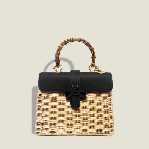 MISS ONASSIS WICKER WITH BLACK LEATHER