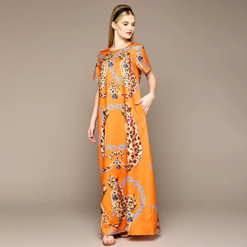 GARDEN MAXI DRESS - ORANGE LEOPARD